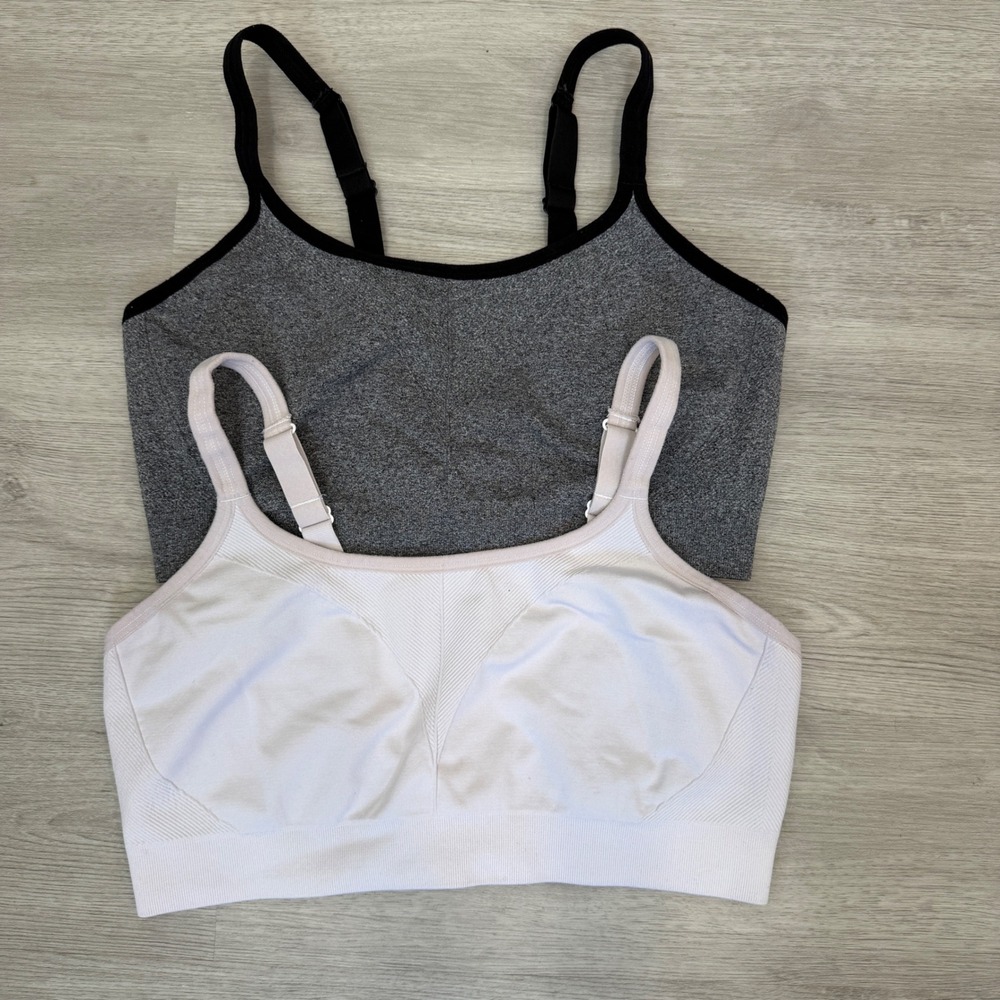 Soma Sport Seamless Ballet Back Bras Set of 2 Gray White XL